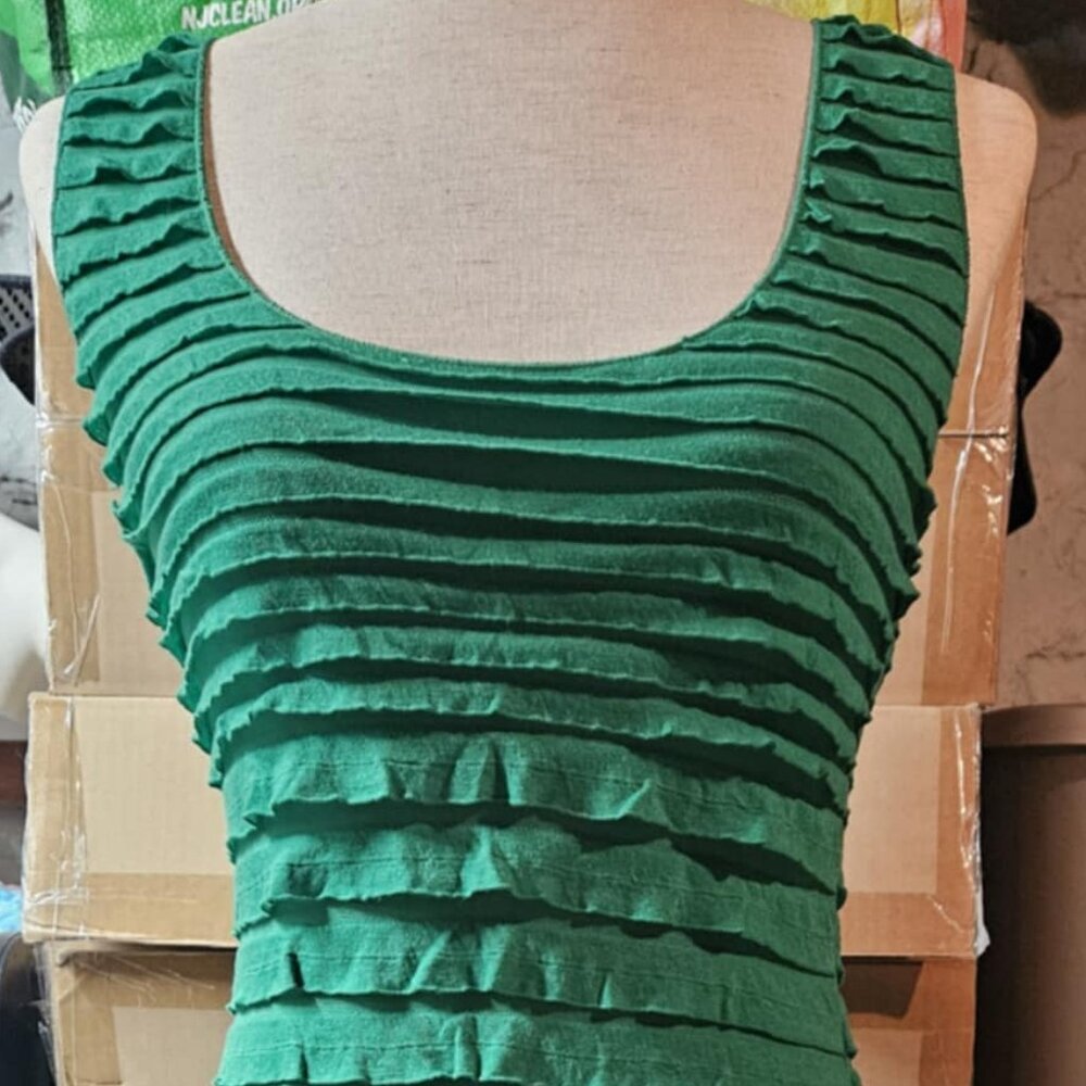 Green Ruffle Tiered Sheath Dress